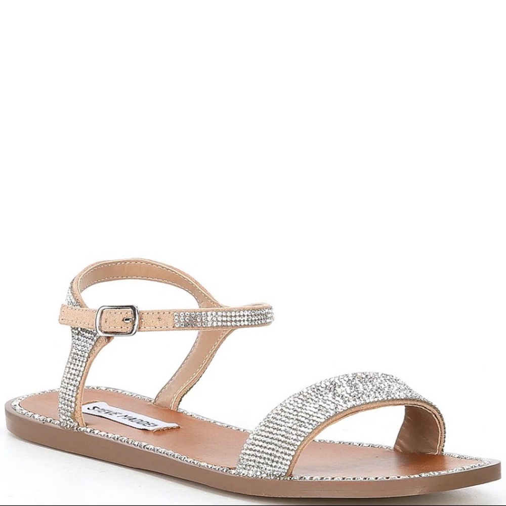 STEVE MADDEN Nisha-R Rhinestone Embellished Ankle Strap Sandals